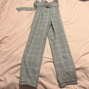 Bershka Plaid Belted Trousers